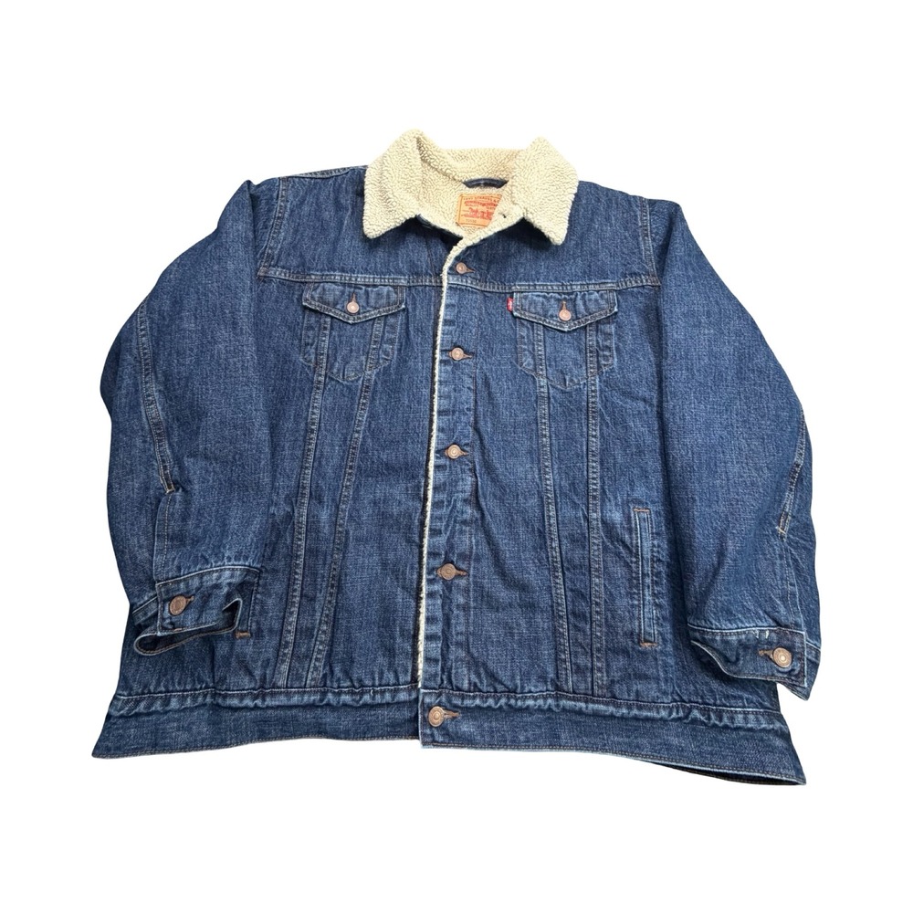 Levis Trucker Jacket Men 3XL Blue 70520 Sherpa Lined Denim Coat Workwear Classic
